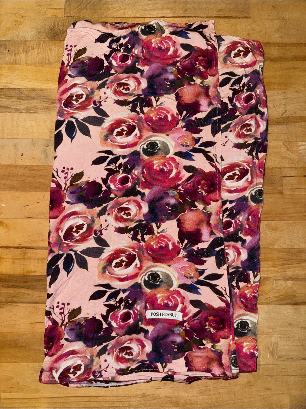 Posh Peanut Pink Floral Swaddle with Purple & Magenta Roses